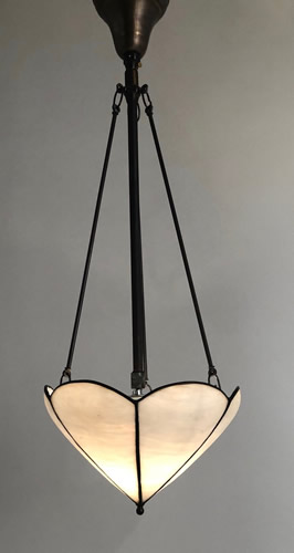 Opalescent Slag Glass Inverted Pendant Light